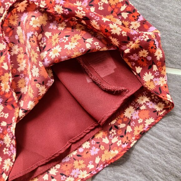 Madewell V-Neck Spring Prairie Orange-Red Ditsy Floral Button Front Mini Dress 2 - Picture 7 of 14